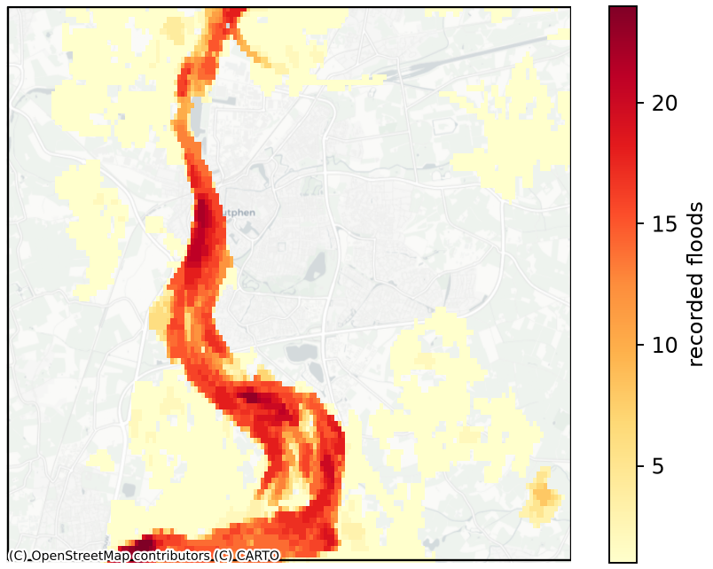 Flood recurrence over Zutphen on the IJssel